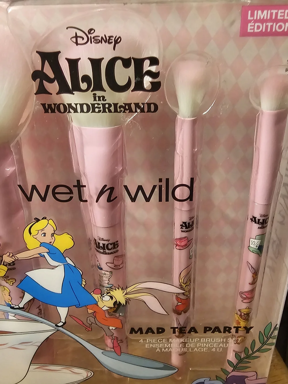 Disney Pink Alice in Wonderland Makeup Brush Set with Character Handles